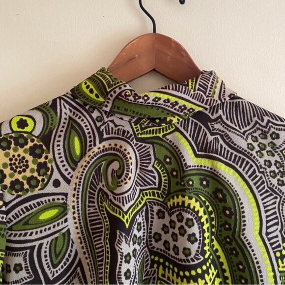 Vintage Wyndham Paisley Long Sleeve Back Zip Blouse Small 70s Groovy Streetwear - Picture 5 of 15